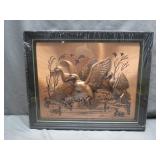 Framed Embossed Copper Waterfowl Art