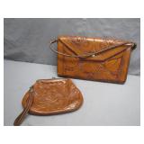 Handcrafted Leather Purse and Clutch Set