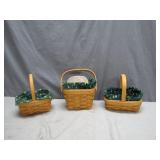 3 Longaberger Baskets with Liners