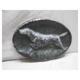 Oval Plaque of Dog in Relief Sculpture