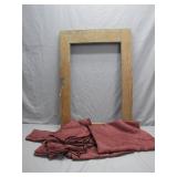 Wooden Frame And Maroon Fabric Set