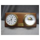 English FCC Clock and Barometer on Wood Mount