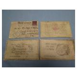 4 Antique Leather Postcards