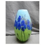 Hand-Blown Art Glass Vase With Floral Motif