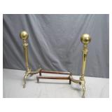 Solid Brass Andirons With Cannonball Finials