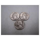 1946, 1947 & 1948-D Washington Silver Quarters