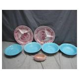 Plates and Bowls with Pink Dish