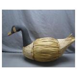 Handcrafted Straw and Wood Goose Decoy