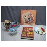 Collection With Artwork, Book, and Memorabilia