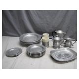 Pewter Dinnerware Set With Colonial Style