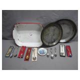 Souvenir Spoons & Enamelware Tray Set