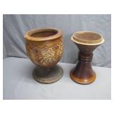 Hand-Carved Wooden Stands or Vessels