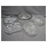 Pressed Glass and Silver-Rimmed Bowls
