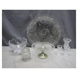 Six Pressed Glass Items