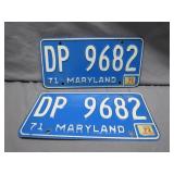 1971 Maryland License Plates