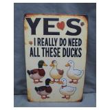 Decorative Metal Sign With Duck Illustration