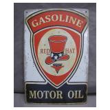 Retro Style Gasoline Red Hat Motor Oil Sign