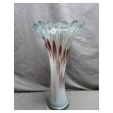 Glass Vase With Flared Rim and Swirled Design