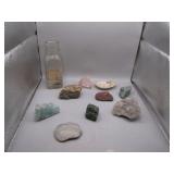 Rocks, Minerals, and Glass Bottle