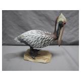 Hand-Carved Wooden Pelican Sculpture