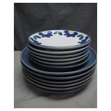 Blue and Floral Dinnerware Plates