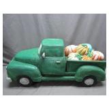 Decorative Green Truck With Pumpkins