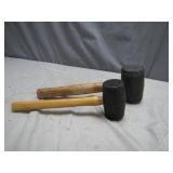 Two Rubber Mallets with Wooden Handles