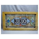 Stained Glass Address Panel in Wood Frame
