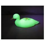 Vintage Signed Fenton Uranium Glass Duck