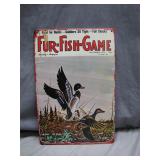 Fur-Fish-Game October 1972 Tin Sign