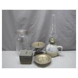 Home Items: Oil Lamp, Jar, and More