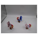 3 Small Glass Rooster Figurines