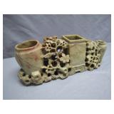 Hand-Carved Soapstone Brush Pot