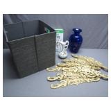 Decorative Lot: Ornaments, Vase, Book, and More