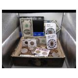 Cigar Box of Vintage US Coins and Currency