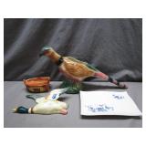 Ceramic Bird and Boat Figurines