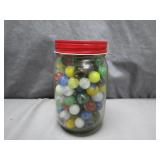 Glass Oyster Jar with UV-Reacting Marbles