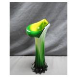 Green and Yellow Glass Bud Vase