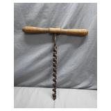 Handcrafted Wooden-Handled Auger Drill