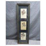 Framed Trio of Romantic Postcard Prints