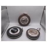 3 Vintage Steel Measuring Tapes