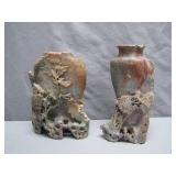 Soapstone Floral Carved Vases