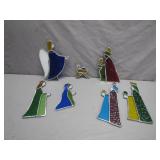 Stained Glass Nativity Scene Figures
