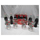 Coca-Cola Bottles and Stained Glass Tumblers Set