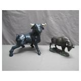 Ceramic Bull and Bison Sculptures