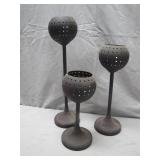 3 Perforated Metal Candle Holders