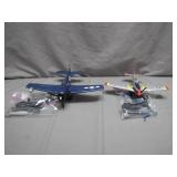 2 Airplane Model Replicas with Stands