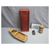 Wooden Boat Model with Box and Accessories