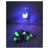 Jar of Marbles With Uranium Glass Shooters