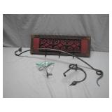 Wrought Iron and Wood Wall Decor With Hooks